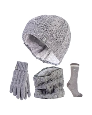 Ladies Thermal Winter Set - Hat, Gloves, Neckwarmer & Twist Socks