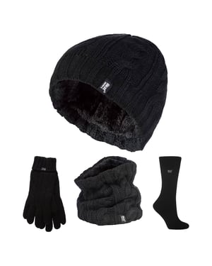 Ladies Thermal Winter Set - Hat, Gloves, Neckwarmer & Twist Socks