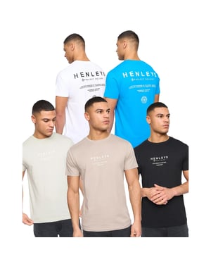 Henleys Heren Henstack T-Shirt (Set van 5) (Veelkleurig)