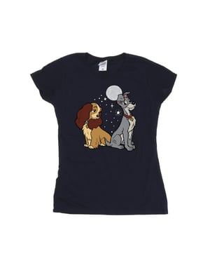 Disney Dam/dam Lady And The Tramp Moon - T-shirt i bomull (Marinblått)
