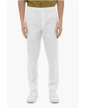 Slim fit REM-byxor med resår i midjan i vitt