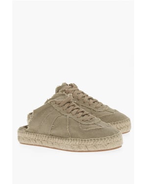MM22 Låga Sneakers i Bomull med Öppen Baksida i Grönt