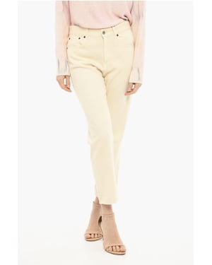 5-ficksbyxor i bomullstwill i beige