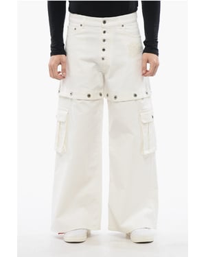 Baggy Jeans med broderad logotyp i vitt