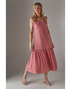 Check Organza High Apex Strappy Midi Dress