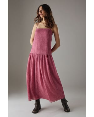 Rose Organza Strappy Tier Maxi Dress