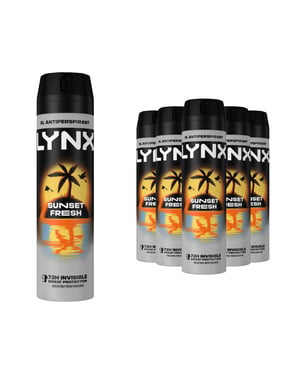 Lynx Sunset Fresh Antiperspirant Deodorant Spray 72H Sweat Protection 200ml, 6pk