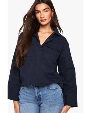 Twill Collard Spilt Cuff Shirt