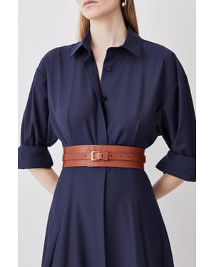 Leather Buckle Trim Belt