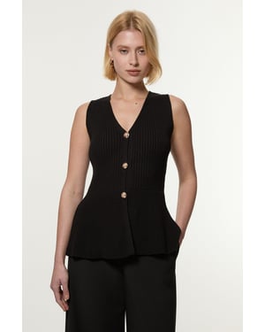 Ribbed Cotton Knitted Waistcoat