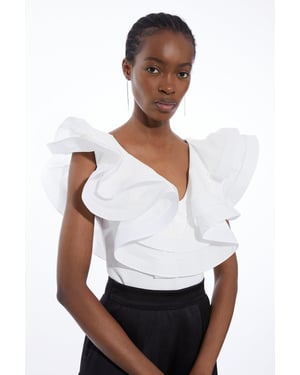Cotton Ruffle Detail Bodysuit