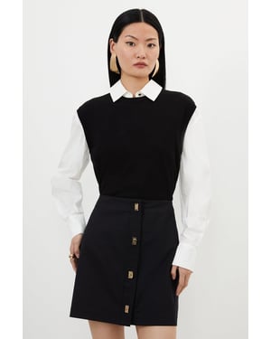 Techno Cotton Woven Skirt With Gold Clasp
