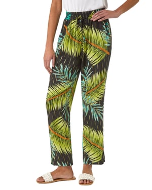 Shimmer Palm Print Harem Trouser