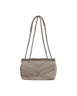 Chanel Embellished 'Chain Sequins' Chevron Flap Bag - '10s