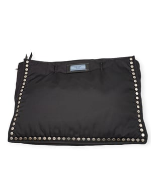 Prada Re-Nylon Zwart en Blauw Geklinknageld Tote Bag - '20s
