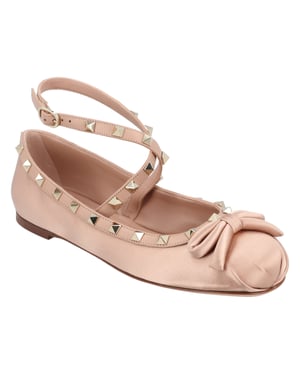 Valentino Rockstud Satijnen Ballerina's Nude