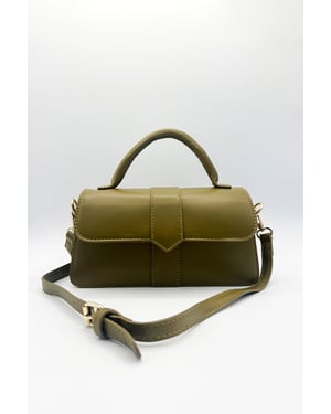 Small Crossbody Hard Top Handle Bag in Olive