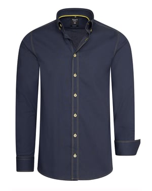 Slim fit overhemd met lange mouwen en contrasterende stiksels