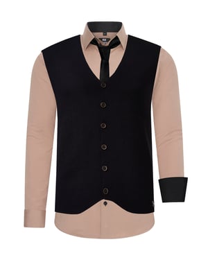 Shirt with vest and tie set of 3