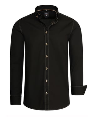 Slim fit overhemd met lange mouwen en contrasterende stiksels