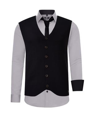 Shirt with vest and tie set of 3