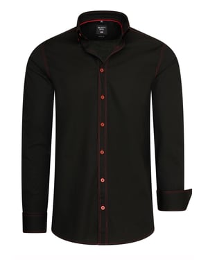Slim fit overhemd met lange mouwen en contrasterende stiksels
