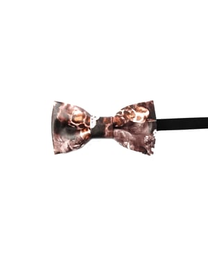 Faux Leather Bow Tie in Brown Print