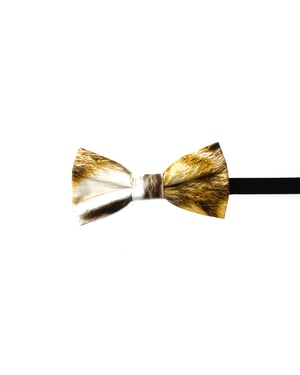 Faux Leather Bow Tie in Beige Print