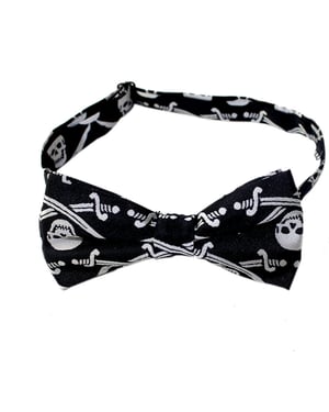 Black White Skull Print Bow Tie