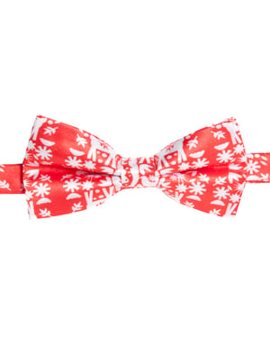 Red and White Print Bow Tie