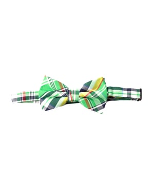 Check Print Bow Tie in Multi Green