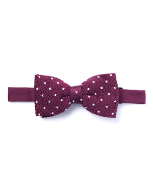 Burgundy White Crochet Bow Tie
