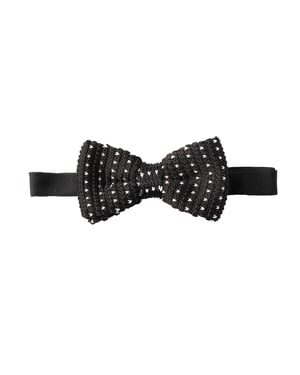 Black White Crochet Bow Tie