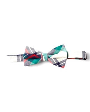 Check Print Bow Tie in Multi Blue