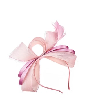 Bow Shaped Fascinator with Satin Loops & Feathers