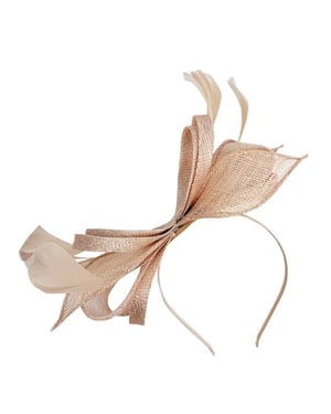 Bow Shaped Fascinator with Sinamay Curls & Feathers