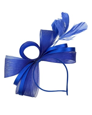 Bow Shaped Fascinator with Satin Loops & Feathers