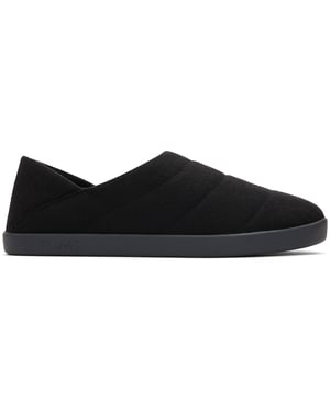 Toms Ezra Cotton Felt Fleece Mens Slippers Black