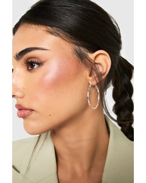 Silver Embellished Large Hoop Earrings