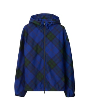 Burberry Blå House Check Huva Jacka