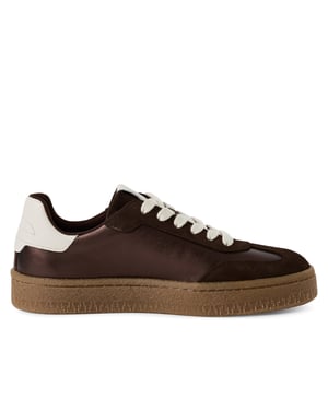 Tamaris Dames Bruin Wit Suède Mode Veterschoenen