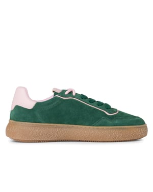 Tamaris Dames Groen Roze Leren Fashion Gestreepte Veterschoenen