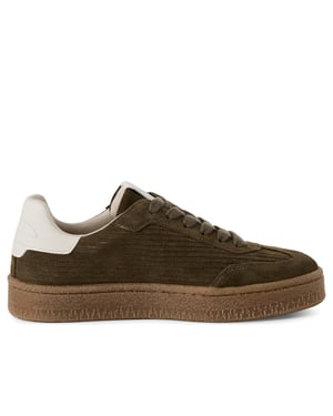 Tamaris Dames Olijfgroene Suède Mode Veterschoenen