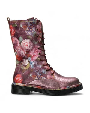 Laura Vita Incaso-18 Burgundy Floral Dames Gothic Victoriaanse Leren Hoge Laarzen