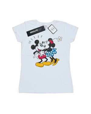 Disney Dames/Dames Mickey en Minnie Kus Katoenen T-Shirt (Wit)