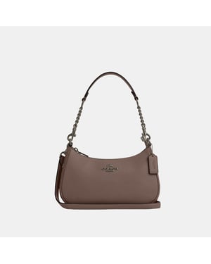 Teri Shoulder Bag in Refined Pebbled Leather with Chain Strap