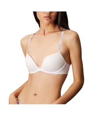 Calvin Klein Womens Bra Cotton Modal Wirefree Push Up Plunge White New Underwear