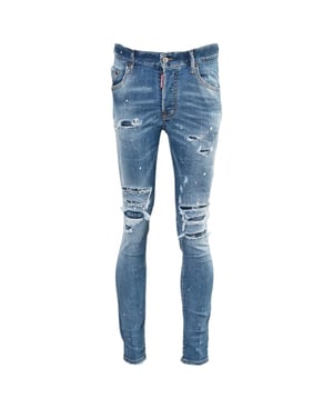 Dsquared2 Super Twinky Jean Paint Splash Förstärkt Ripped Blue Jeans