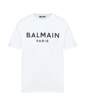 Balmain Paris Bold Brand Logo Wit T-shirt