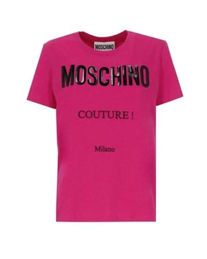 Moschino Couture Gloss Logo Fuxia T-shirt